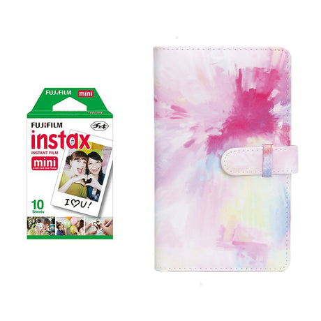 Fujifilm Instax Mini 10X1 Sheets Instant Film with 108-sheet Album for mini film (Pink Tie Dye)