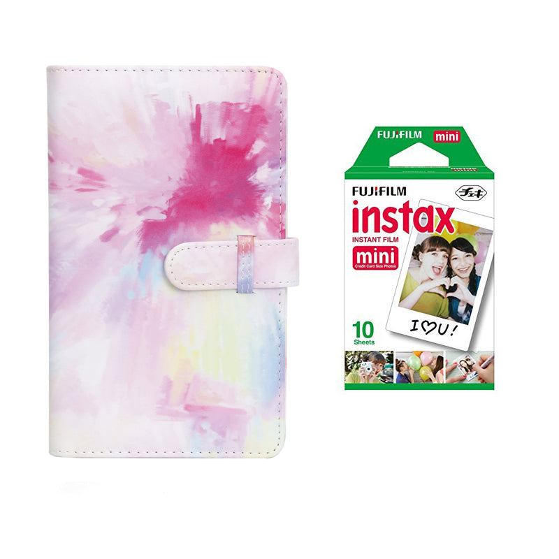 Fujifilm Instax Mini 10X1 Sheets Instant Film with 108-sheet Album for mini film (Pink Tie Dye)
