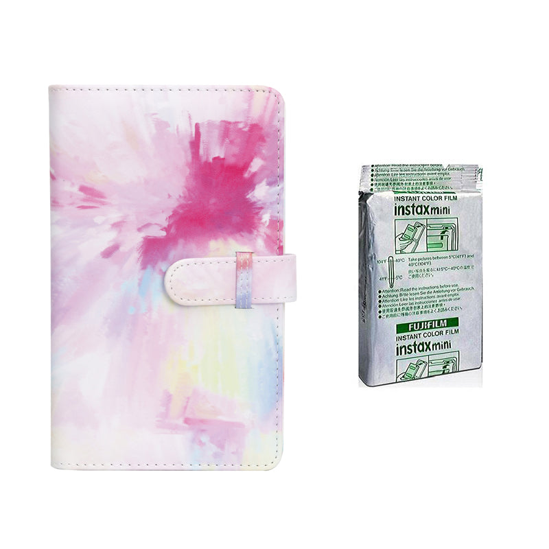 Fujifilm Instax Mini 10X1 Sheets Instant Film with 108-sheet Album for mini film (Pink Tie Dye)