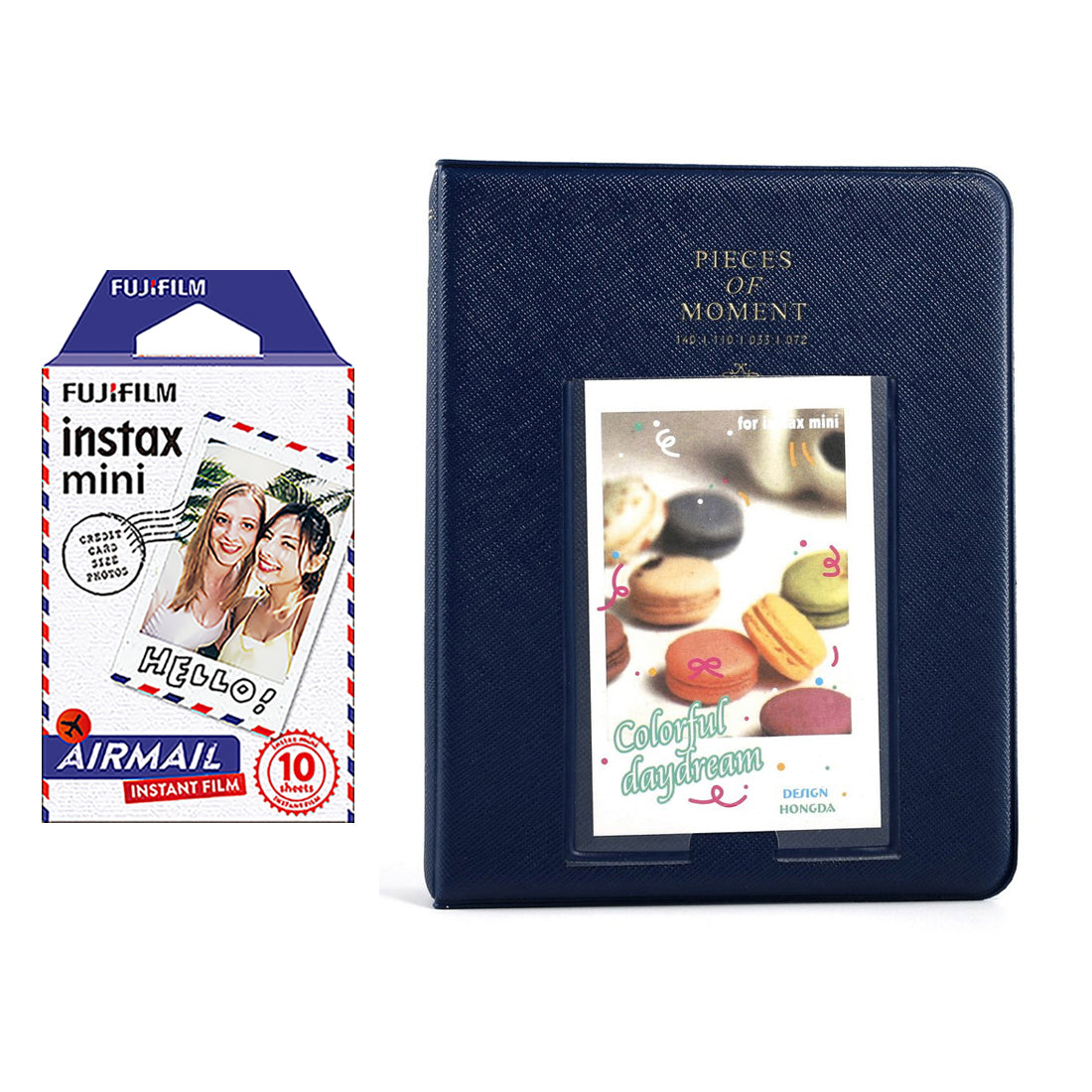 Fujifilm Instax Mini 10X1 airmail Instant Film with Instax Time Photo Album 64 Sheets Navy blue