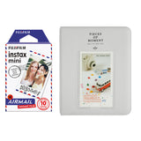 Fujifilm Instax Mini 10X1 airmail Instant Film with Instax Time Photo Album 64 Sheets Smokey white