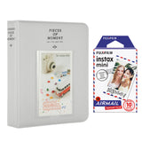 Fujifilm Instax Mini 10X1 airmail Instant Film with Instax Time Photo Album 64 Sheets Smokey white