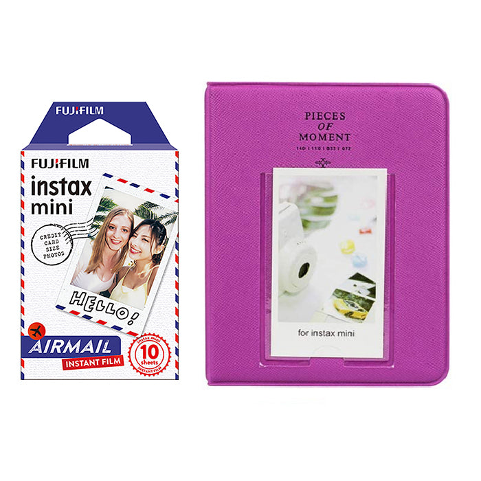 Fujifilm Instax Mini 10X1 airmail Instant Film with Instax Time Photo Album 64 Sheets grape purple