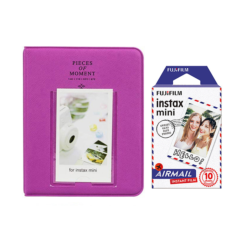 Fujifilm Instax Mini 10X1 airmail Instant Film with Instax Time Photo Album 64 Sheets grape purple
