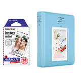 Fujifilm Instax Mini 10X1 airmail Instant Film with Instax Time Photo Album 64 Sheets sky blue