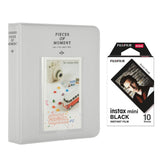 Fujifilm Instax Mini 10X1 black border Instant Film with Instax Time Photo Album 64 Sheets Smokey White