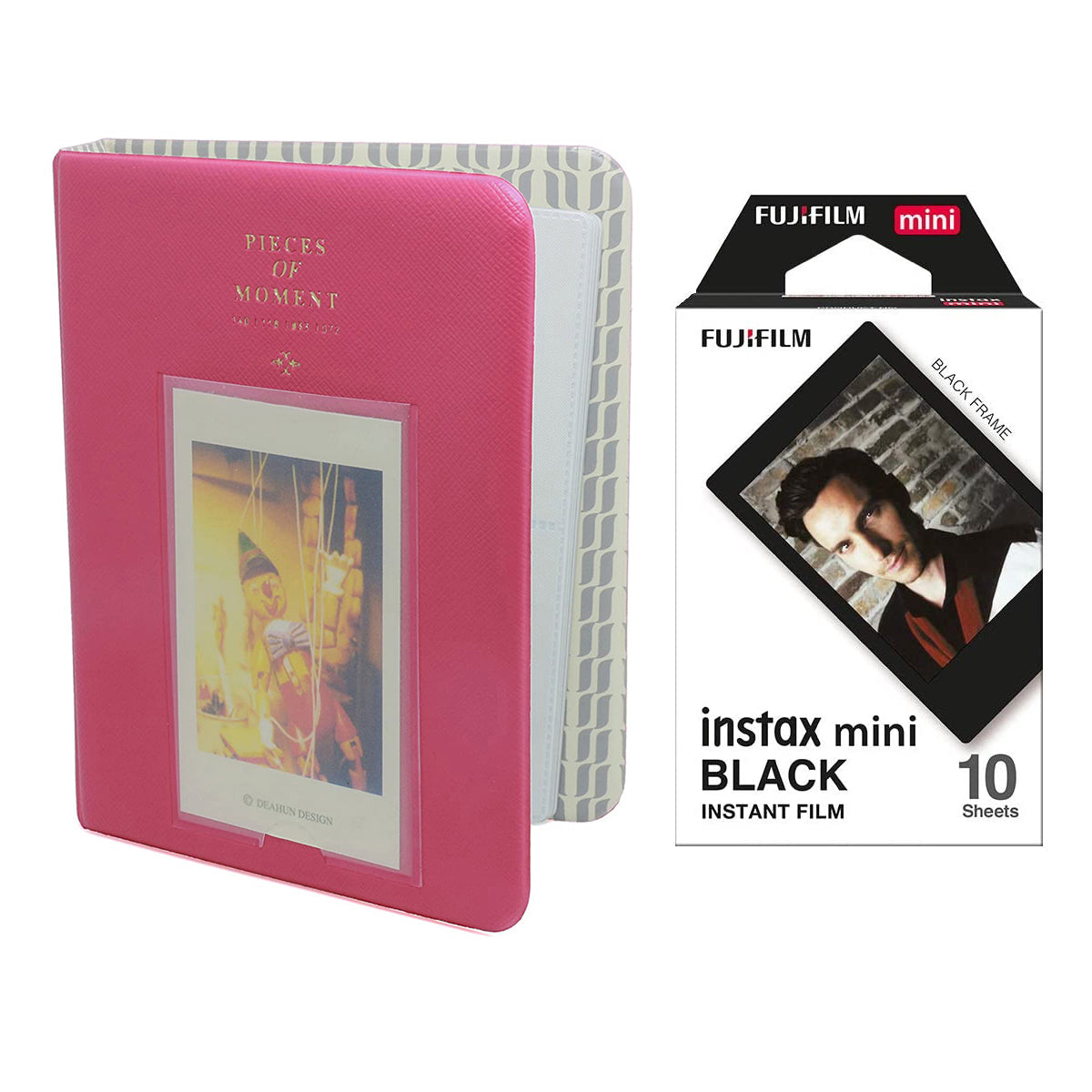 Fujifilm Instax Mini 10X1 black border Instant Film with Instax Time Photo Album 64 Sheets Rose red