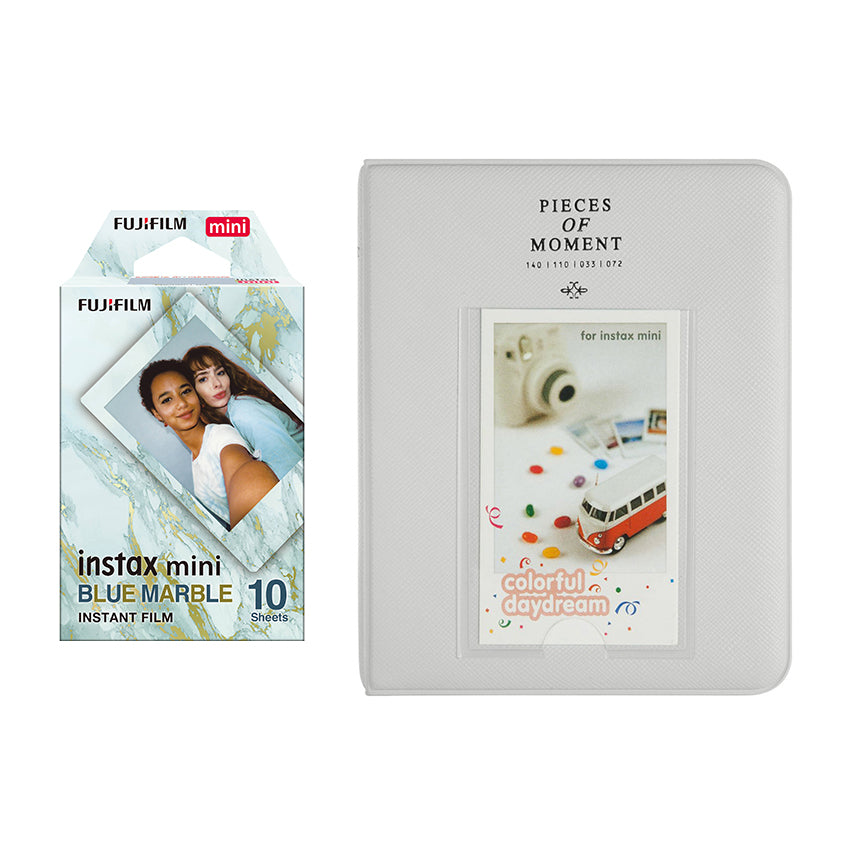 Fujifilm Instax Mini 10X1 blue marble Instant Film with Instax Time Photo Album 64 Sheets