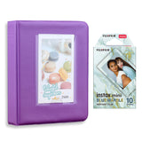 Fujifilm Instax Mini 10X1 blue marble Instant Film with Instax Time Photo Album 64 Sheets Violet Purple
