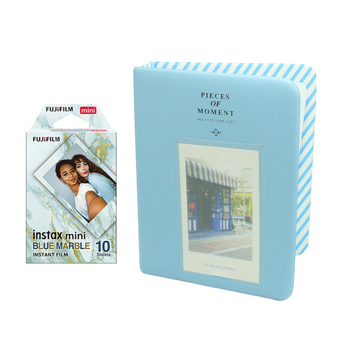 Fujifilm Instax Mini 10X1 blue marble Instant Film with Instax Time Photo Album 64 Sheets Water Blue