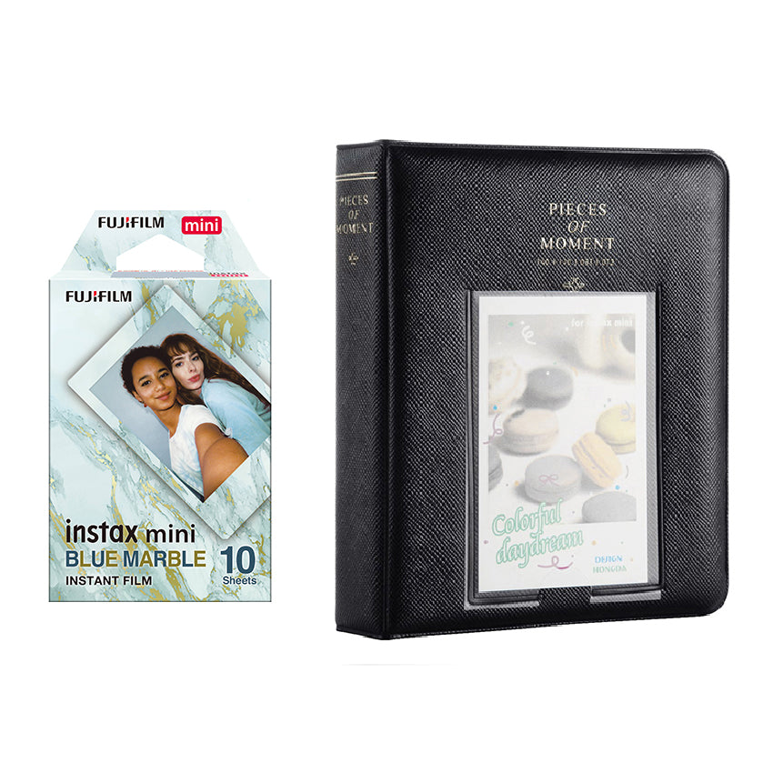Fujifilm Instax Mini 10X1 blue marble Instant Film with Instax Time Photo Album 64 Sheets