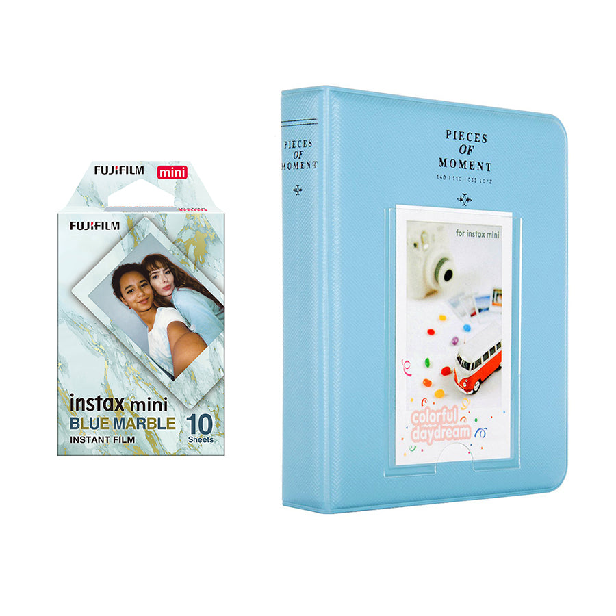 Fujifilm Instax Mini 10X1 blue marble Instant Film with Instax Time Photo Album 64 Sheets