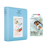 Fujifilm Instax Mini 10X1 blue marble Instant Film with Instax Time Photo Album 64 Sheets Sky blue