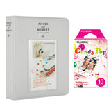 Fujifilm Instax Mini 10X1 candy pop Instant Film with Instax Time Photo Album 64 Sheets Smokey white