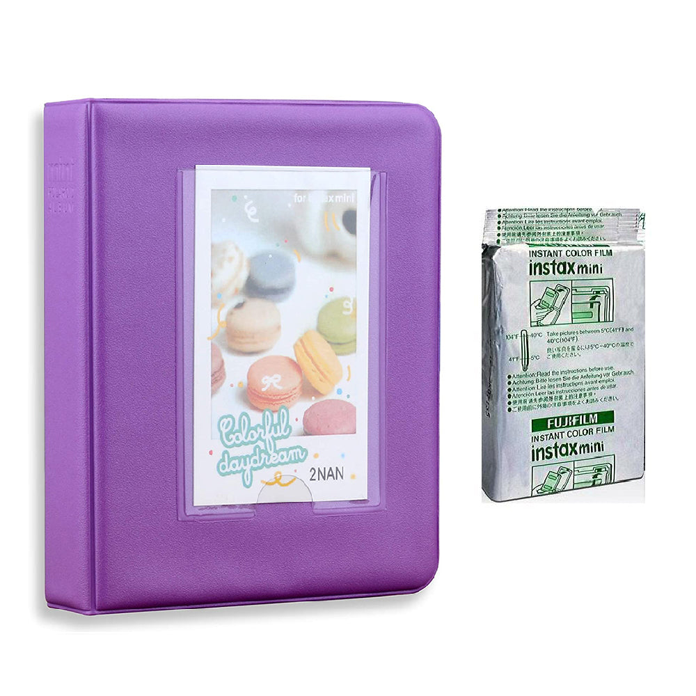 Fujifilm Instax Mini 10X1 candy pop Instant Film with Instax Time Photo Album 64 Sheets Violet Purple