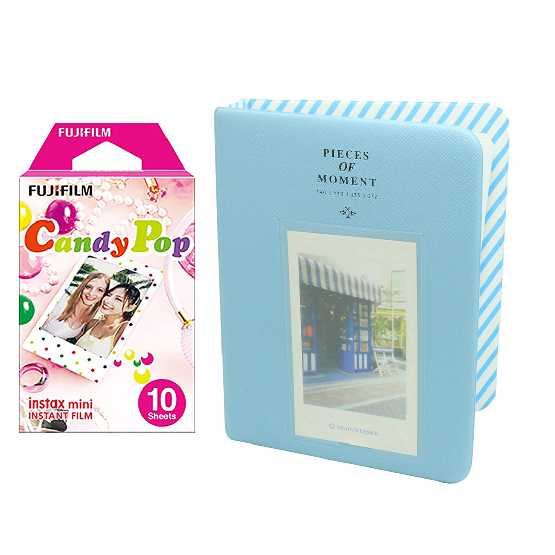 Fujifilm Instax Mini 10X1 candy pop Instant Film with Instax Time Photo Album 64 Sheets Water Blue