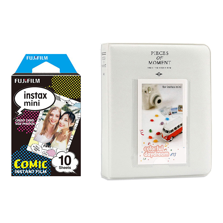 Fujifilm Instax Mini 10X1 comic Instant Film with Instax Time Photo Album 64 Sheets Ice white