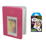 Fujifilm Instax Mini 10X1 comic Instant Film with Instax Time Photo Album 64 Sheets Rose red