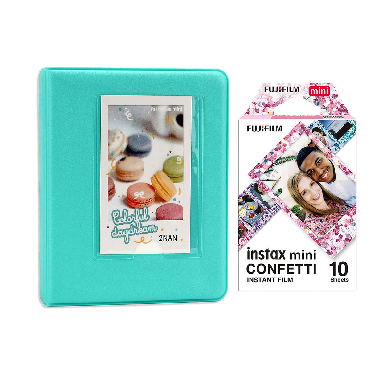 Fujifilm Instax Mini 10X1 confetti Instant Film with Instax Time Photo Album 64 Sheets Mint Green
