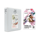 Fujifilm Instax Mini 10X1 confetti Instant Film with Instax Time Photo Album 64 Sheets Pearly white