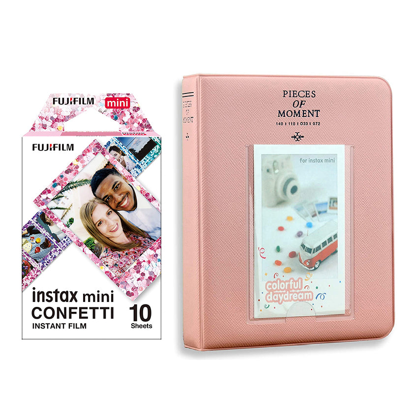 Fujifilm Instax Mini 10X1 confetti Instant Film with Instax Time Photo Album 64 Sheets