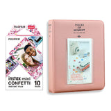 Fujifilm Instax Mini 10X1 confetti Instant Film with Instax Time Photo Album 64 Sheets