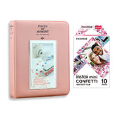 Fujifilm Instax Mini 10X1 confetti Instant Film with Instax Time Photo Album 64 Sheets Blush pink