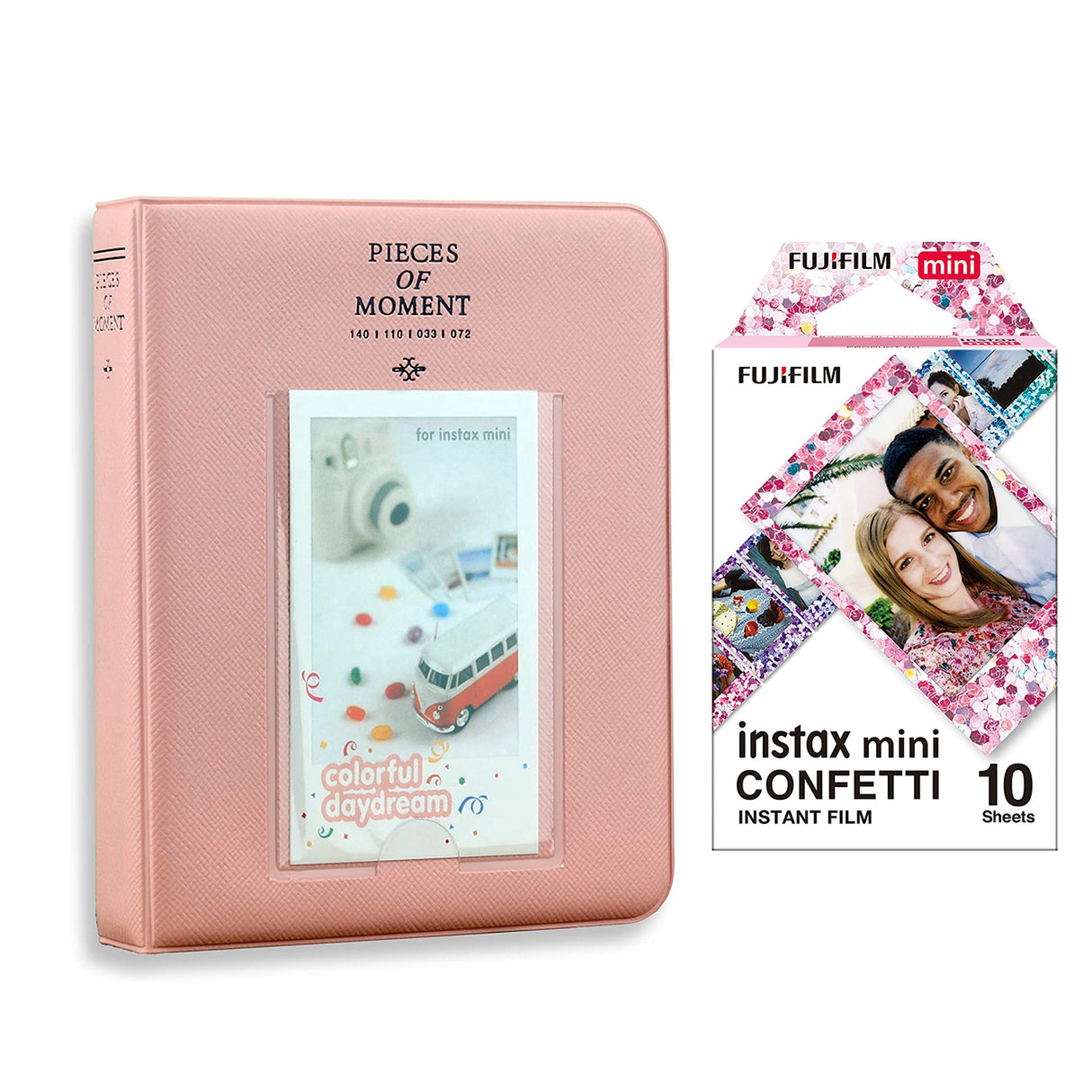 Fujifilm Instax Mini 10X1 confetti Instant Film with Instax Time Photo Album 64 Sheets