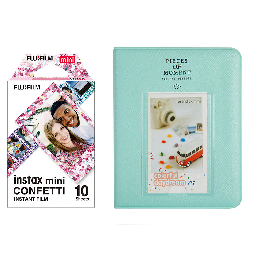 Fujifilm Instax Mini 10X1 confetti Instant Film with Instax Time Photo Album 64 Sheets