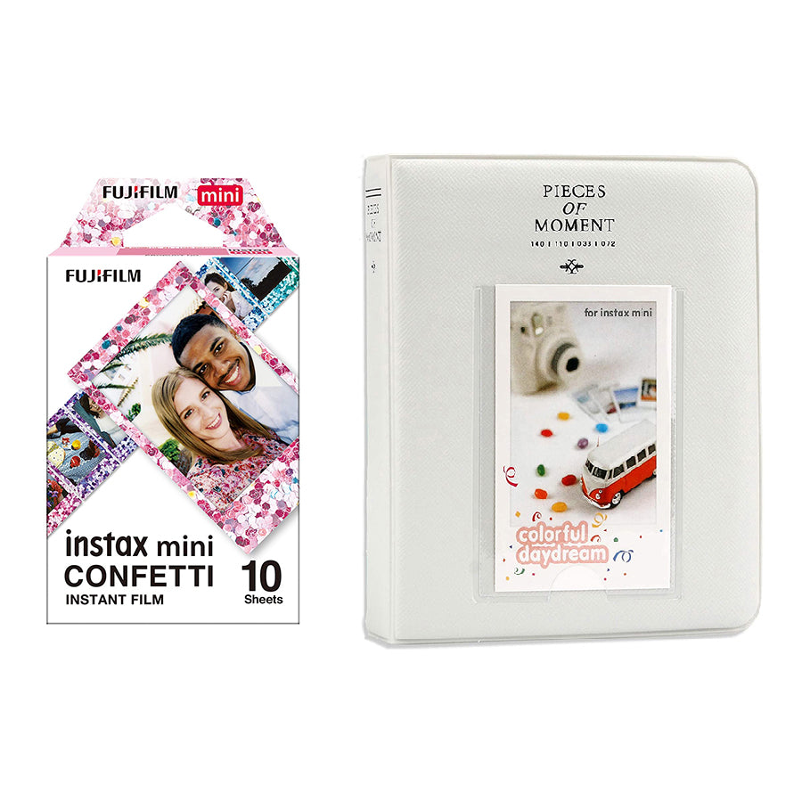 Fujifilm Instax Mini 10X1 confetti Instant Film with Instax Time Photo Album 64 Sheets