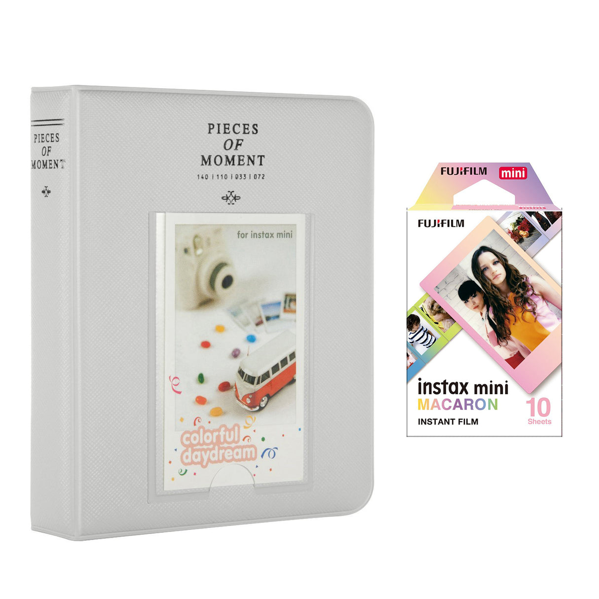 Fujifilm Instax Mini 10X1 macaron Instant Film with Instax Time Photo Album 64 Sheets Smokey white