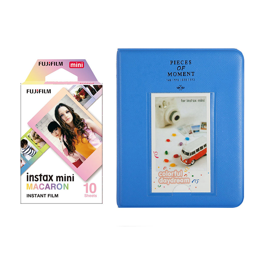 Fujifilm Instax Mini 10X1 macaron Instant Film with Instax Time Photo Album 64 Sheets Cobalt blue