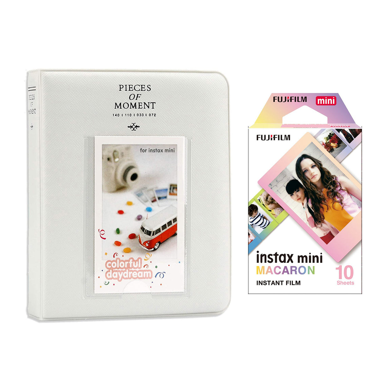 Fujifilm Instax Mini 10X1 macaron Instant Film with Instax Time Photo Album 64 Sheets Ice white
