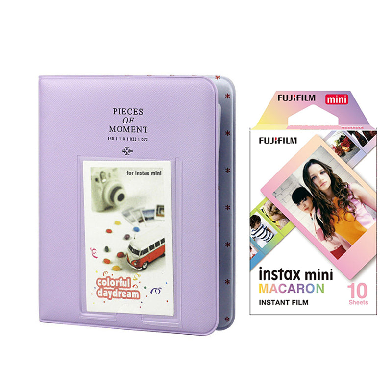 Fujifilm Instax Mini 10X1 macaron Instant Film with Instax Time Photo Album 64 Sheets lilac purple