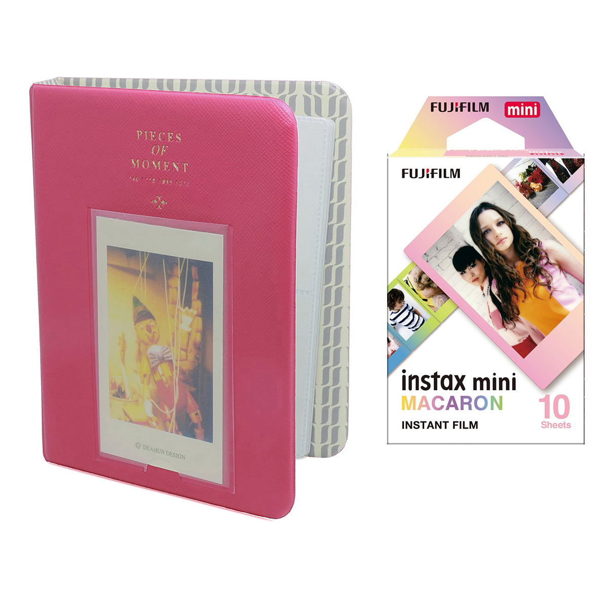 Fujifilm Instax Mini 10X1 macaron Instant Film with Instax Time Photo Album 64 Sheets Rose red