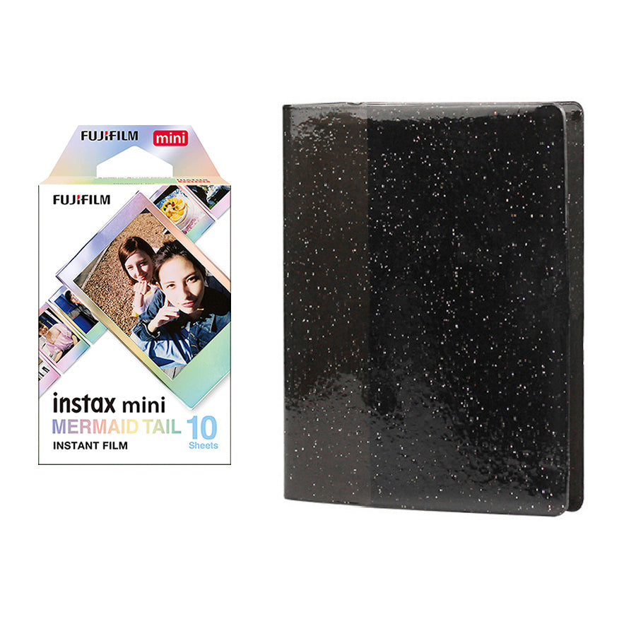 Fujifilm Instax Mini 10X1 mermaid tail Instant Film with 64-Sheets Album For Mini Film 3 inch Charcoal gray