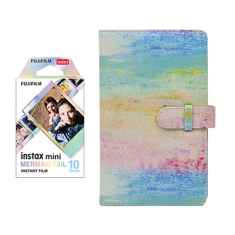 Fujifilm Instax Mini 10X1 mermaid tail Instant Film with 96-sheet Album for mini film Watercolor