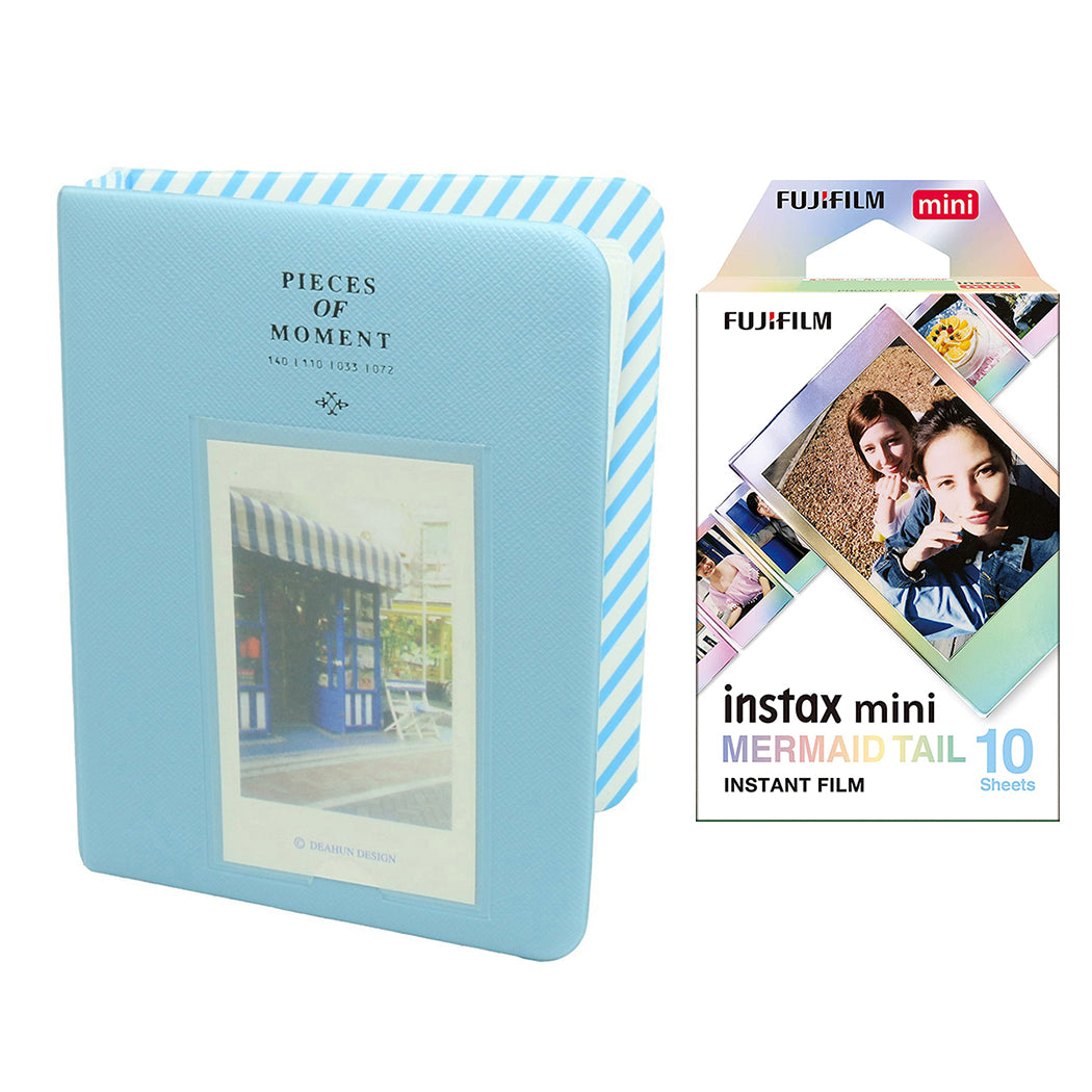Fujifilm Instax Mini 10X1 mermaid tail Instant Film with Instax Time Photo Album 64 Sheets Water Blue