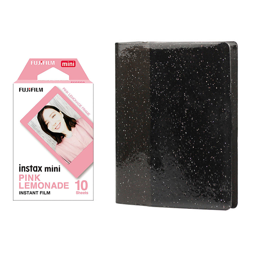Fujifilm Instax Mini 10X1 pink lemonade Instant Film with 64-Sheets Album For Mini Film 3 inch Charcoal gray