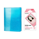 Fujifilm Instax Mini 10X1 pink lemonade Instant Film with 64-Sheets Album For Mini Film 3 inch Sky blue