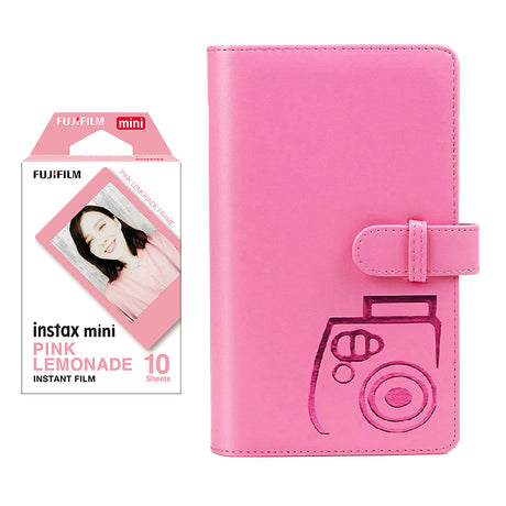 Fujifilm Instax Mini 10X1 pink lemonade Instant Film with 96-sheet Album for mini film Flamingo pink