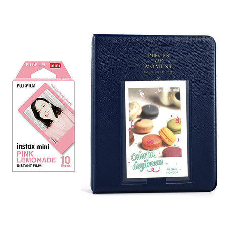 Fujifilm Instax Mini 10X1 pink lemonade Instant Film with Instax Time Photo Album 64 Sheets Navy blue