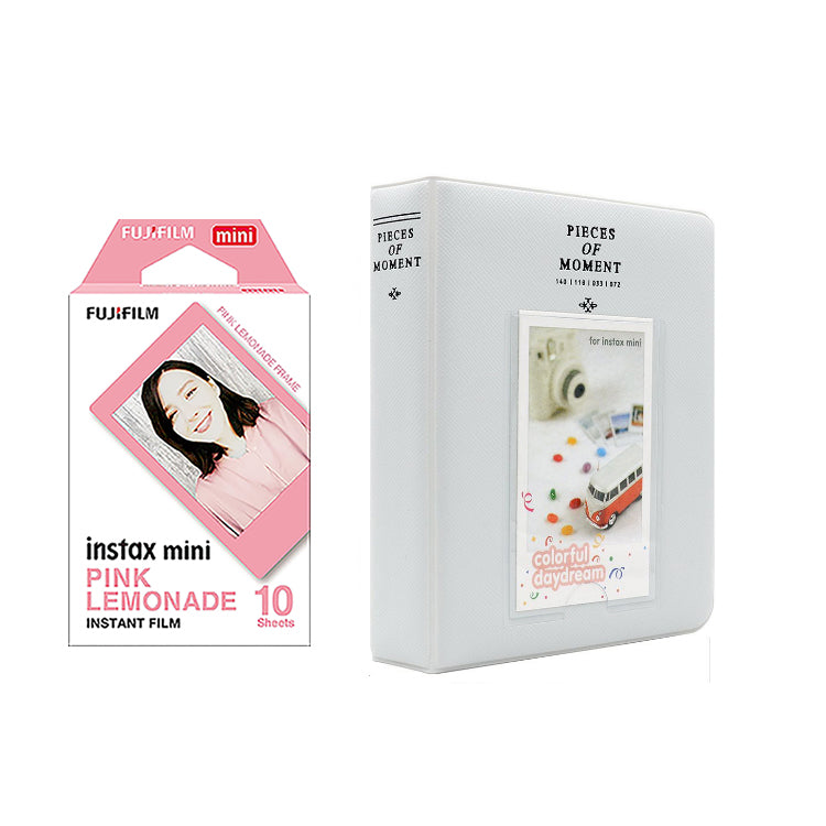 Fujifilm Instax Mini 10X1 pink lemonade Instant Film with Instax Time Photo Album 64 Sheets Pearly white