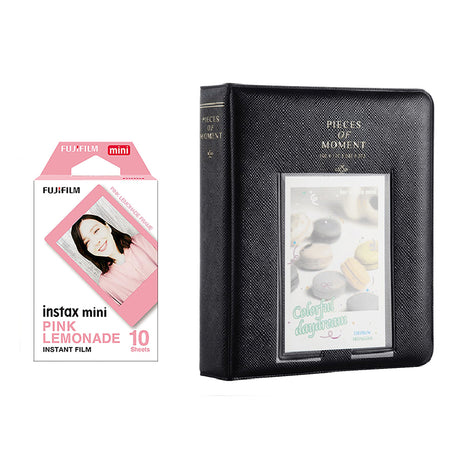 Fujifilm Instax Mini 10X1 pink lemonade Instant Film with Instax Time Photo Album 64 Sheets Charcoal grey