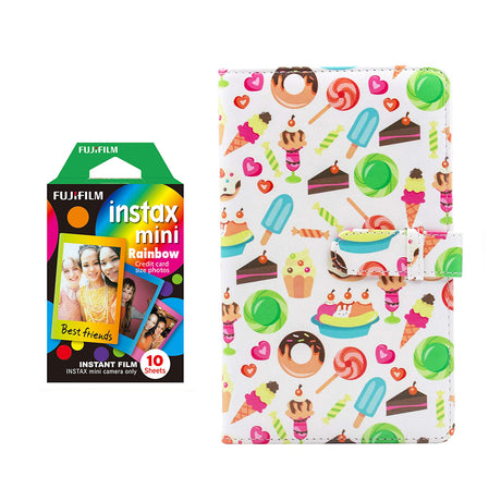 Fujifilm Instax Mini 10X1 rainbow Instant Film with 96-sheet Album for mini film Dessert