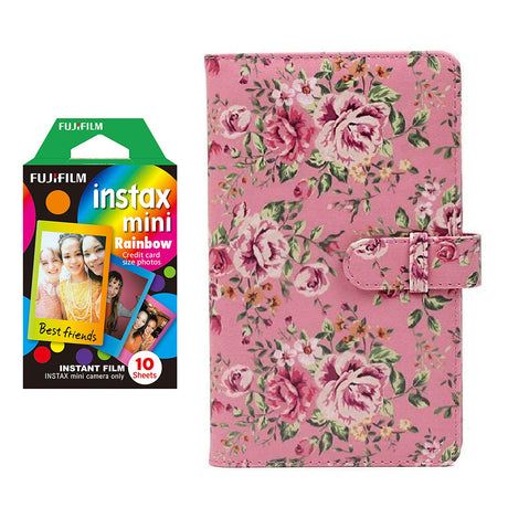 Fujifilm Instax Mini 10X1 rainbow Instant Film with 96-sheet Album for mini film Pink rose