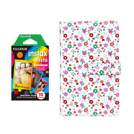 Fujifilm Instax Mini 10X1 rainbow Instant Film with 96-sheet Album for mini film Flower