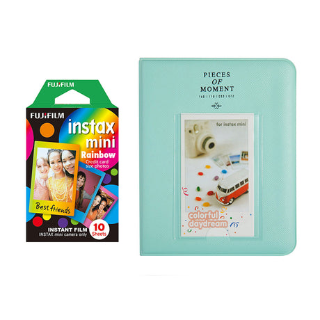 Fujifilm Instax Mini 10X1 rainbow Instant Film with Instax Time Photo Album 64 Sheets Ice blue