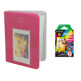 Fujifilm Instax Mini 10X1 rainbow Instant Film with Instax Time Photo Album 64 Sheets Rose red
