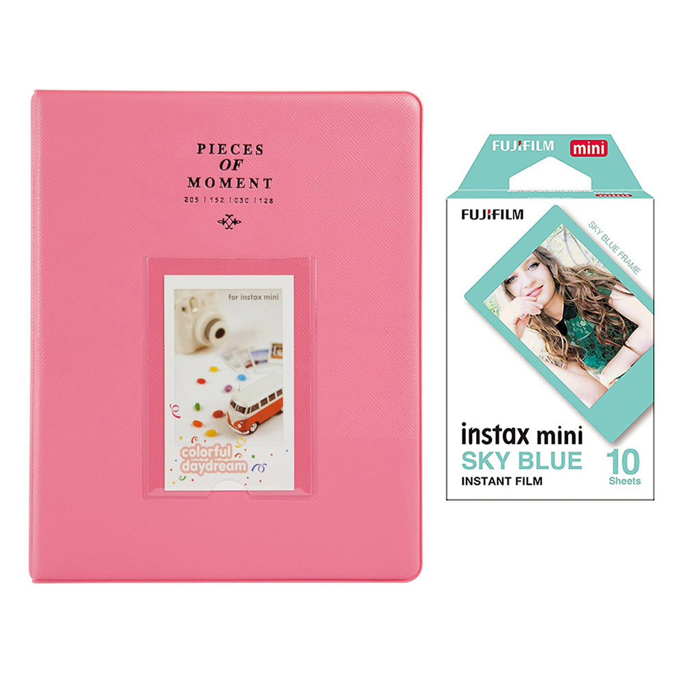 Fujifilm Instax Mini 10X1 sky blue Instant Film With 128-sheet Album for mini film Flamingo pink